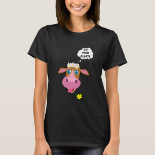 Eat More Plants Cow Flower Power Vegan T-Shirt
