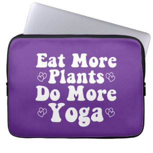 Eat More Plants Do More Yoga Saying Novelty Heart Laptop Sleeve