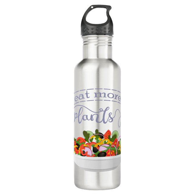 Eat more plants fresh salad motivation lettering 710 ml water bottle (Front)