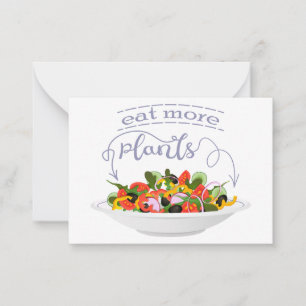 Eat more plants fresh salad motivation lettering card