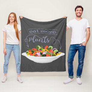 Eat more plants fresh salad motivation lettering fleece blanket