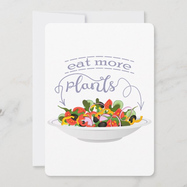Eat more plants fresh salad motivation lettering holiday card (Front)