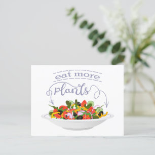 Eat more plants fresh salad motivation lettering holiday postcard