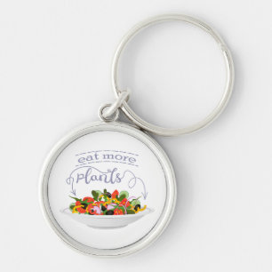 Eat more plants fresh salad motivation lettering keychain