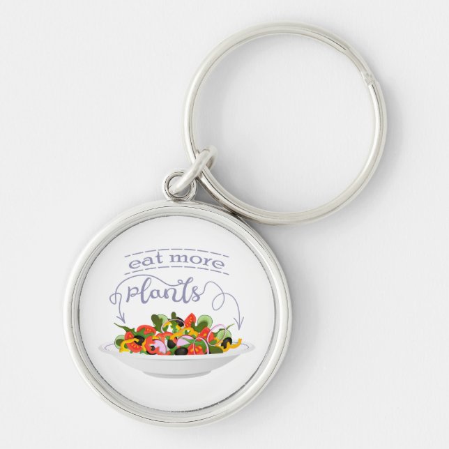 Eat more plants fresh salad motivation lettering keychain (Front)