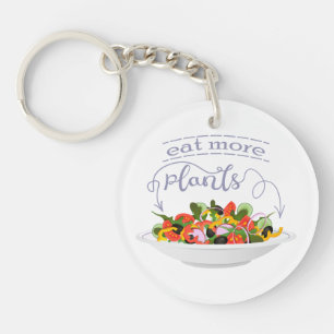 Eat more plants fresh salad motivation lettering keychain