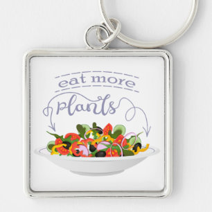 Eat more plants fresh salad motivation lettering keychain