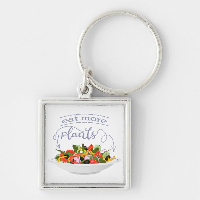 Eat more plants fresh salad motivation lettering keychain (Front)