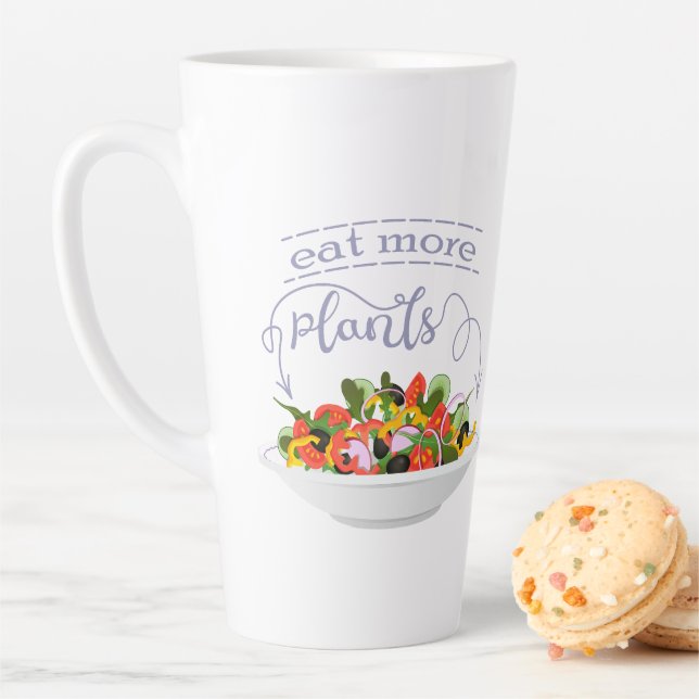 Eat more plants fresh salad motivation lettering latte mug (In Situ)