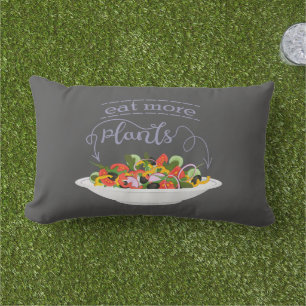 Eat more plants fresh salad motivation lettering lumbar pillow