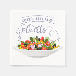 Eat more plants fresh salad motivation lettering napkin