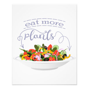 Eat more plants fresh salad motivation lettering photo print