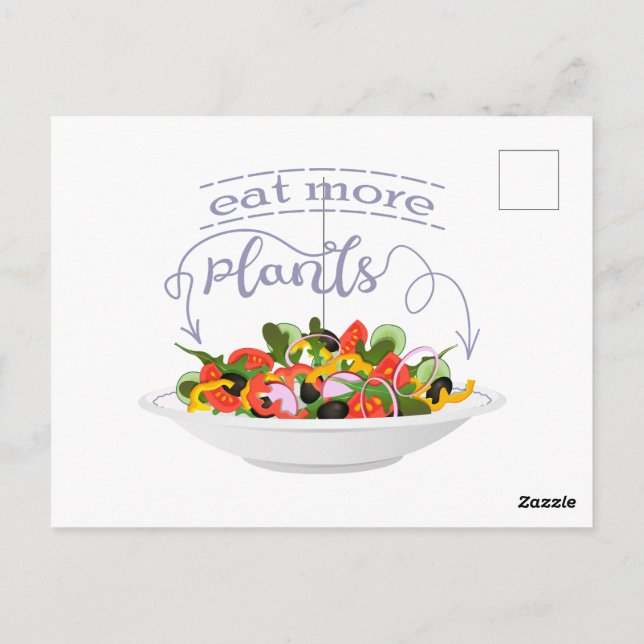 Eat more plants fresh salad motivation lettering postcard (Back)