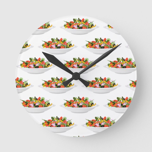 Eat more plants fresh salad motivation lettering round clock (Front)