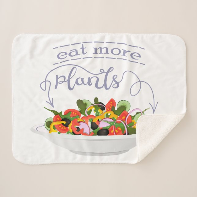 Eat more plants fresh salad motivation lettering sherpa blanket (Front (Horizontal))