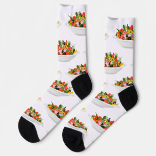 Eat more plants fresh salad motivation lettering socks