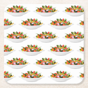 Eat more plants fresh salad motivation lettering square paper coaster