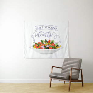 Eat more plants fresh salad motivation lettering tapestry