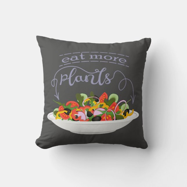 Eat more plants fresh salad motivation lettering throw pillow (Front)