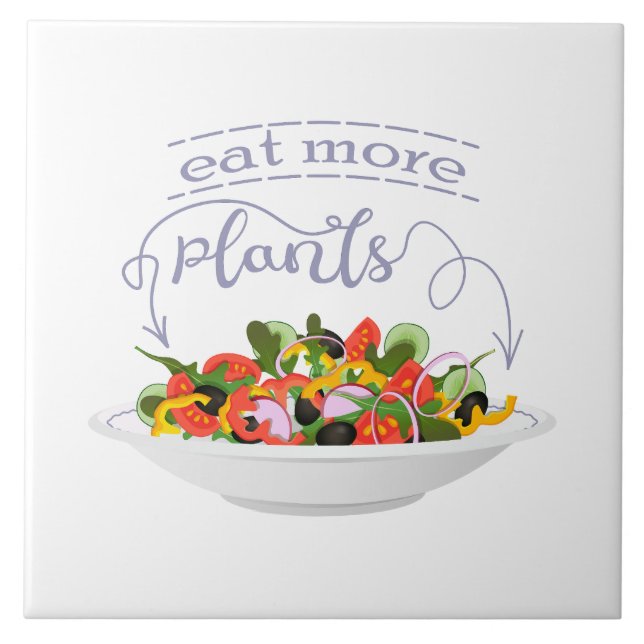 Eat more plants fresh salad motivation lettering tile (Front)