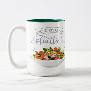 Eat more plants fresh salad motivation lettering Two-Tone coffee mug