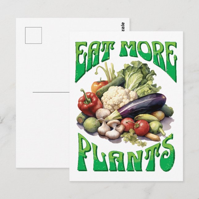 Eat More Plants Vegetarian Postcard (Front/Back)