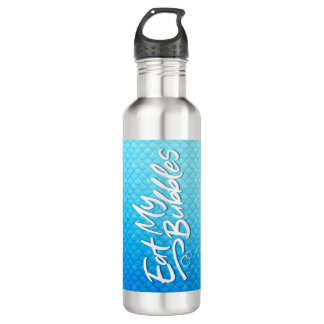 "Eat My Bubbles" Blue scales Swim Life 710 Ml Water Bottle