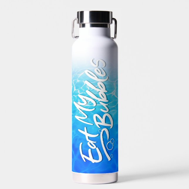 "Eat My Bubbles" Cool Pool colour Swim Life Water Bottle (Front)