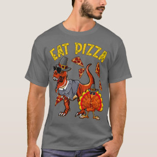 Eat Pizza Funny Turkey T Rex Youth Thanksgiving Bo T-Shirt