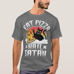 Eat Pizza Hail Satan Cat Kids Punk Rock Band Death T-Shirt