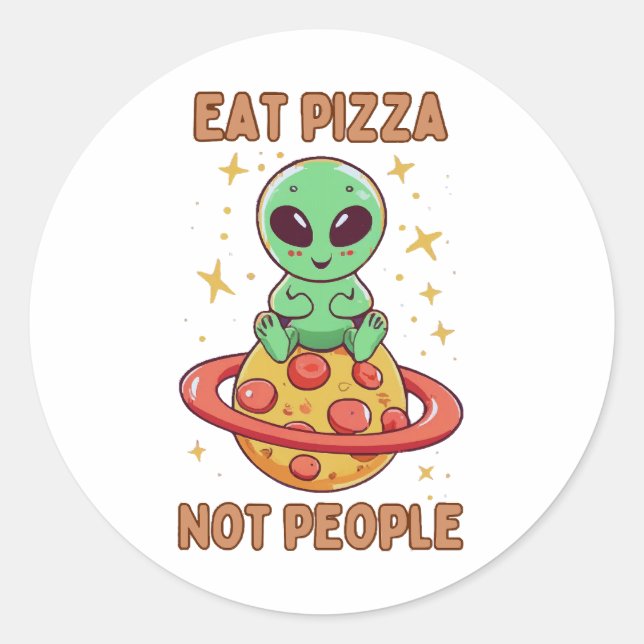 Eat pizza not people classic round sticker (Front)