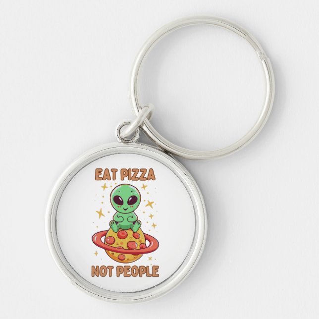 Eat pizza not people keychain (Front)