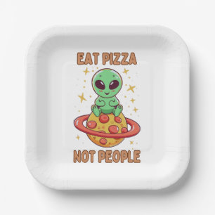 Eat pizza not people paper plate