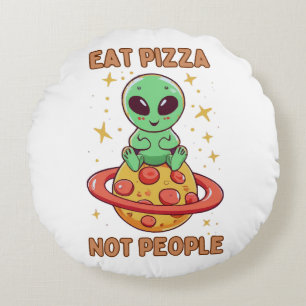 Eat pizza not people round pillow