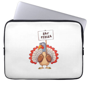 Eat Pizza Turkey Thanksgiving Adult Vegan Funny Laptop Sleeve