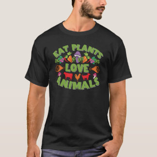 Eat Plants Love Animals retro T-Shirt