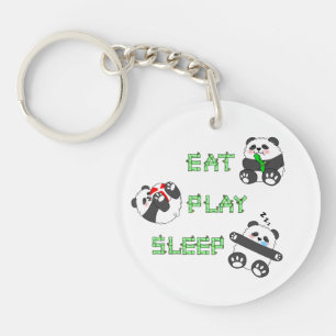 Eat Play Sleep Cute Baby Panda Comfortable Life Keychain