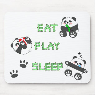 Eat Play Sleep Cute Baby Panda Comfortable Life Mouse Pad
