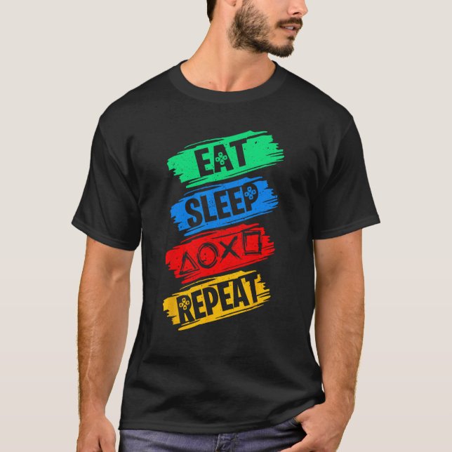 Eat Play Sleep Repeat Funny Friendship Retro For B T-Shirt (Front)