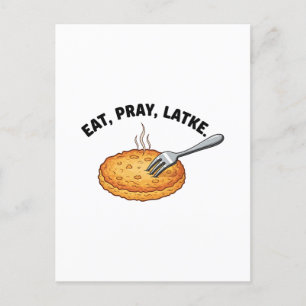 Eat Pray Latke Jewish Hanukkah Latke Lovers Invitation Postcard