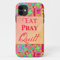 Eat Pray Quilt Colourful Patchwork Block Art