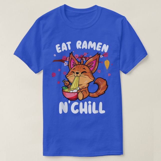Eat ramen N'chill main coon ramen cat kawaii  T-Shirt (Design Front)