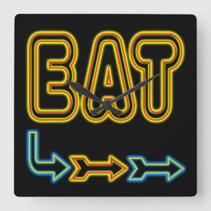 Eat Retro Neon Art Cuisine Mur Horloge