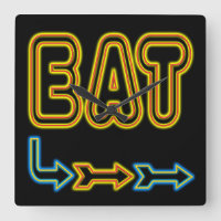 Eat Retro Neon Art Kitchen Wall Clock