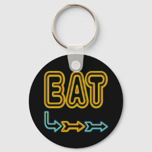 Eat Retro Neon Sign Art Keychain