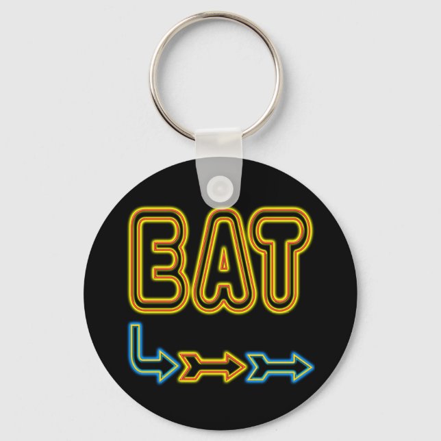 Eat Retro Neon Sign Art Keychain (Front)