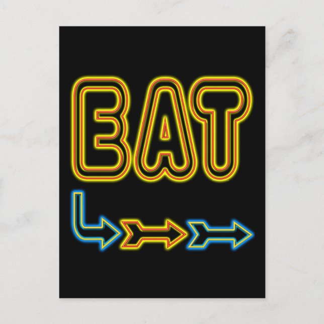 Eat Retro Neon Sign Art Postcard (Front)