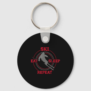 Eat ski sleep repeat skiing keychain