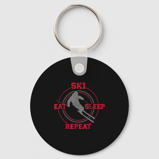Eat ski sleep repeat skiing  keychain (Front)