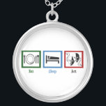 Eat Sleep Act Silver Plated Necklace<br><div class="desc">I love eating, sleeping and the theatre. The perfect gift for an actor.</div>